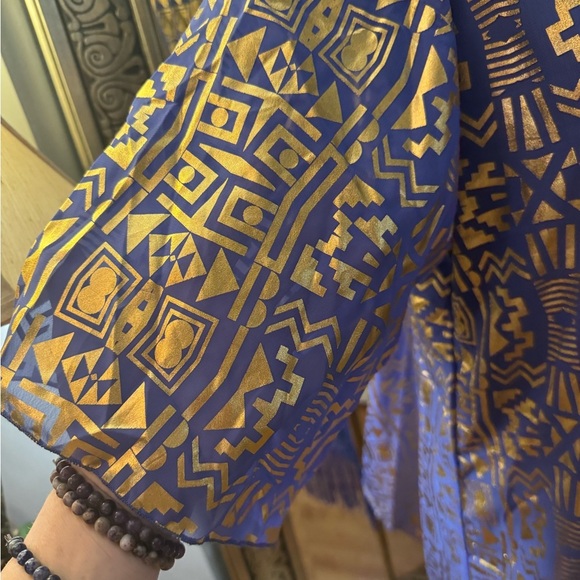 Vintage LuLaRoe Purple Gold Aztec Boho Kimono With Fringe - Picture 6 of 11